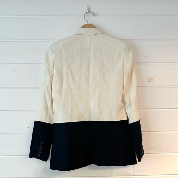 MICHAEL Michael Kors 100% Linen Cream + Black Classy Sophisticated Blazer Sz 2 - Picture 7 of 12